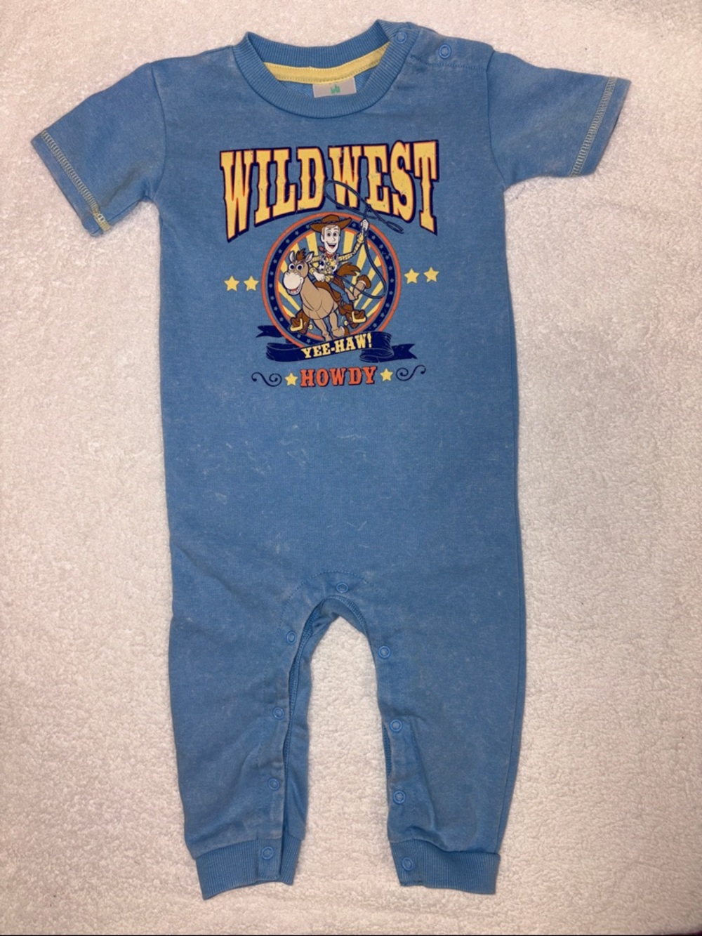 Disney Blue Wild West Woody & Bullseye Toy Story romper boys 18m